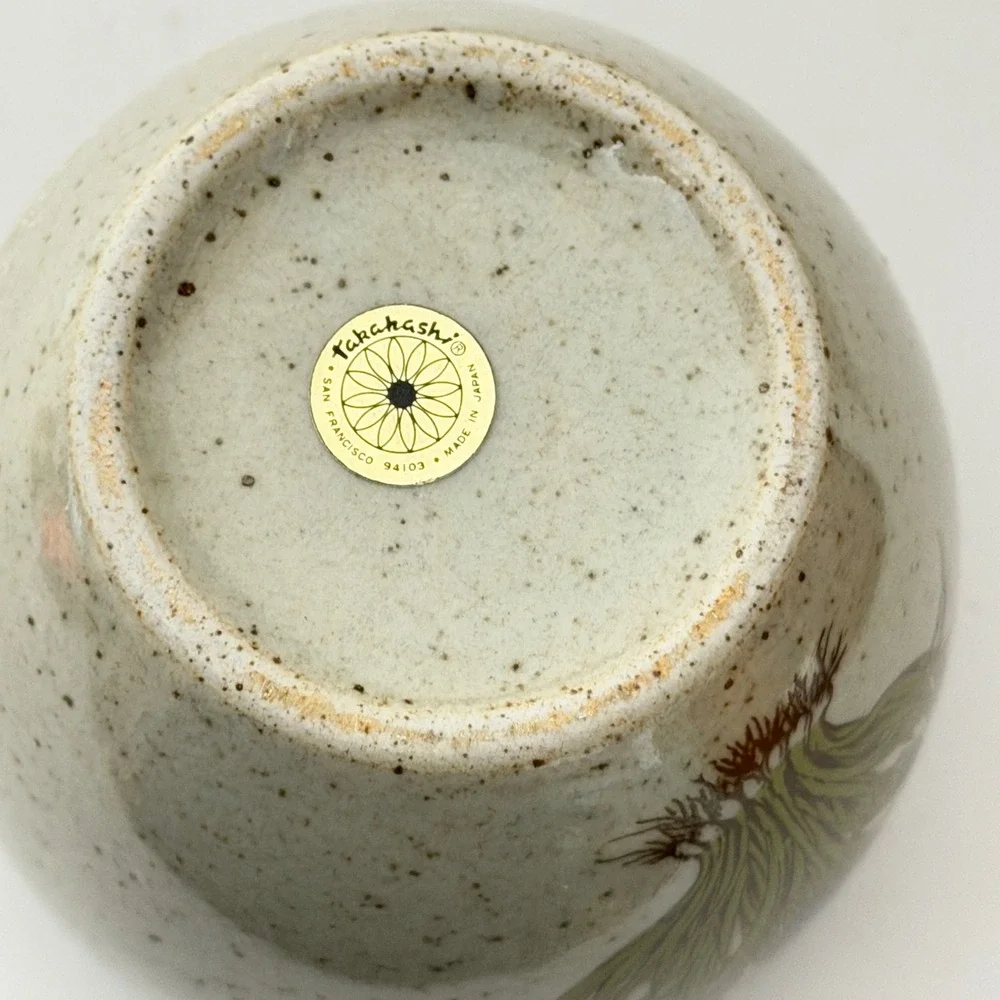 Takahashi Bud Vase Unisex OS Cream Blue Cornflower Speckled Stoneware Japan